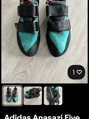 Adidas Anasta510 Teal and Black Kids Climbing Shoes with Hook-and-Loop Straps✨